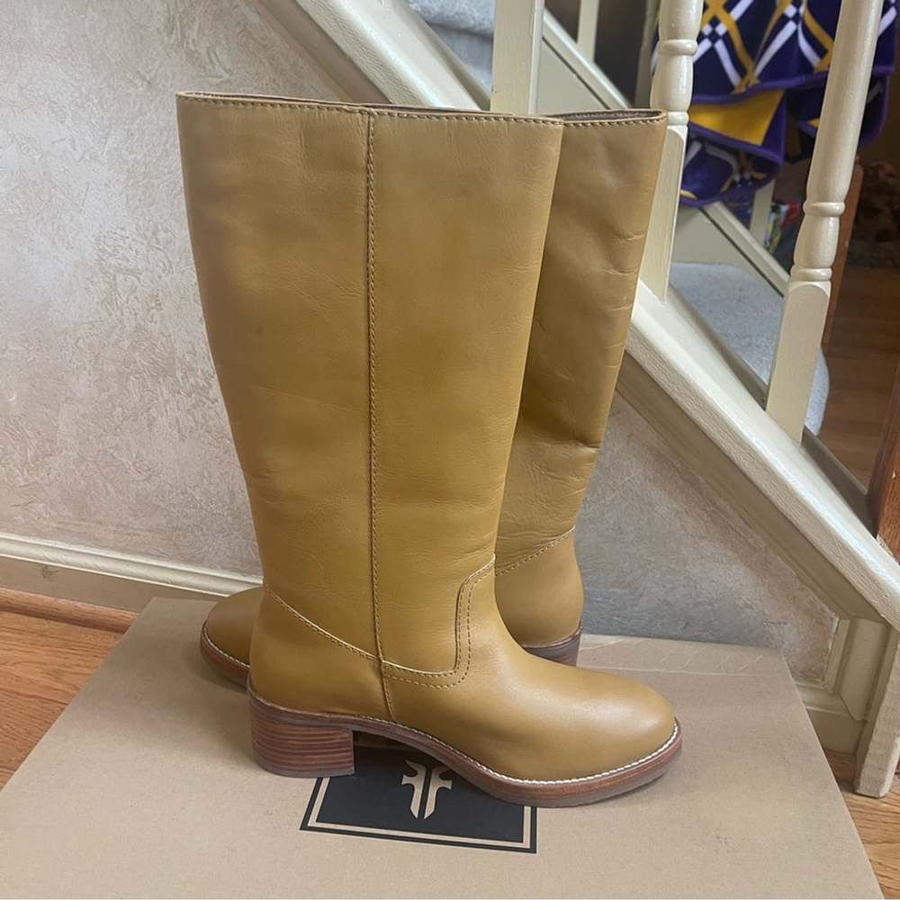 FRYE Banana boots Camryn Tall Pull on Leather Yellow Western Dark Academia Sz 9 - Picture 6 of 16